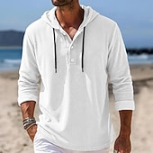 preiswerte Freizeithemden für Herren-Herren Hemd Freizeithemd Cordhemd Blau Weiß Marineblau Grau Langarm Einfach Mit Kapuze Lässig Täglich Mit Kapuze Bekleidung Vintage Mode Streetwear Täglich