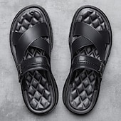 economico Infradito da Vacanza-sandali da uomo marroni con cinturini incrociati, comodi e resistenti, perfetti per i golfisti e le attività estive all'aperto