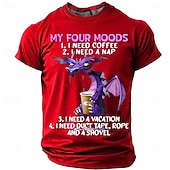  My Four Moods I Need Coffee Nap Vacation Duct Tape Rope And A Shovel Funny Purple Dragon Mens Black T Shirt Sarcastic Graphic Tee S M L XL XXL XXXL