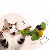 お買い得  猫用おもちゃ-鳥のさえずりが聞こえるインタラクティブな猫のおもちゃ &amp;羽ばたき、自動鳴き声 &amp;キャットニップ &amp;室内猫用のロープ、引っかき用のティーザースティック &amp;噛む、退屈しのぎのペット用品