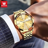 billige Kvartsklokker-Ny Olevs herreklokke for forretningsbruk, kvarts, med lysende kalender og ukevisning, diamantbesatt, uformell og moteriktig vannavstøtende sportsklokke for menn