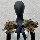 cheap Accessories-Carnival 2026 Rio Carnival Samba Accessories Women's Black Feather Cape Shawl with Satin Ribbon Tie Brazil Festival Performance Costume