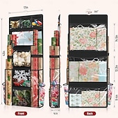 preiswerte Weihnachtslager-Hängender Geschenkpapier-Organizer, doppelseitiger Geschenkverpackungs-Organizer, Aufbewahrungsbehälter für Weihnachtsdekoration mit drehbarem Haken, großes Fassungsvermögen für Festtagsdeko, Bänder