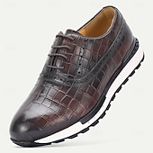 abordables Zapatillas de cuero premium-Zapatos elegantes de piel auténtica con estampado de cocodrilo para hombre: diseño moderno, duraderos y cómodos, perfectos para bodas y eventos formales.