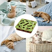 cheap Scratchers-Cat Toys Interactive Wooden Cat Puzzle Toy Intelligence Treat Puzzle Feeder Box Game Enrichment Accessories with Jingle Balls, for Indoor Kitten Adult Cat