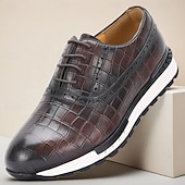 abordables Zapatillas de cuero premium-Zapatos elegantes de piel auténtica con estampado de cocodrilo para hombre: diseño moderno, duraderos y cómodos, perfectos para bodas y eventos formales.