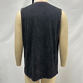 halpa Hihattomat treenipaidat-miesten vintage-toppi, 100 % puuvillaa, happamalla pesty liivi, aluspaita, hihaton paita, hihaton henley-paita, kesäinen yksivärinen muotisuunnittelijan perus taskunapit, lomakatu, musta t-paita miehille