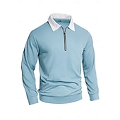 abordables Polo clásico para hombre-Hombre Camisetas polo con diseño de gofre Con Texturas Casual Calle Cuello Vuelto Manga Larga Moda Ocio Bloque de color Cerrar Retazos Otoño Primavera &amp; Otoño Todas las Temporadas Ajuste regular