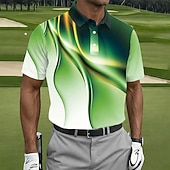 abordables Polo de golf pour homme-Homme Golf Ligne Polos de Sport Manche Courte Polos Chemises à Col Occasionnel Athleisure Boutons Été Printemps Violet Vert