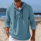 preiswerte Freizeithemden für Herren-Herren Hemd Freizeithemd Cordhemd Blau Weiß Marineblau Grau Langarm Einfach Mit Kapuze Lässig Täglich Mit Kapuze Bekleidung Vintage Mode Streetwear Täglich