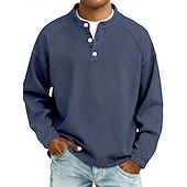  Per uomo Maglietta Maglia Henley Camicia 100% cotone lavaggio acido Manica Lunga Semplice Vintage Streetwear Casual Lavato Manica corta Collo alla coreana Henley Casuale Casa Streetwear Primavera