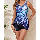 preiswerte One Pieces Rash Guards-Damen Mittel One Piece Rash Guards Badeanzug Badeanzüge Abstrakt Offener Rücken UV Schutz Elastisch Ärmellos Bademode Bodysuit Surfen Tauchen Schwimmen Sommer