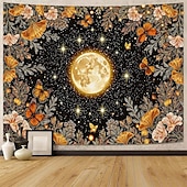 preiswerte Wandteppiche-Wandteppich mit Sonne und Mond aus Buntglas, himmlisches Mosaik, Boho-Stil, kunstvolle Wanddekoration für Yoga-, Meditations- und Wohnzimmer