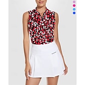 tanie Koszula damska-Damskie Serce Koszulka do tenisa Bez rękawów Nadruk UPF50+ Szybkie wysychanie Bransoletka tenisowa Golf Badminton Kołnierz zapinany na zamek Tee Tshirt Top Różowy Czerwony Królewski błękit Odzie