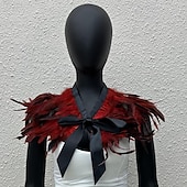 cheap Accessories-Carnival 2026 Rio Carnival Samba Accessories Women's Black Feather Cape Shawl with Satin Ribbon Tie Brazil Festival Performance Costume