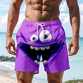 abordables Rétro Vintage &amp; Éthique-Homme Illusion d'optique Dessin Animé 3D Visage Souriant Maillots de bain Shorts de bain Shorts de Surf Taille Moyenne Hawaïen Drôle Vacances à la Plage Poches Latérales doublure en maille Taille