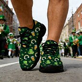 tanie Męskie buty-Męskie trampki sportowe Green Clover na Dzień Świętego Patryka – oddychające i wygodne buty do biegania na paradę irlandzką, spacery na świeżym powietrzu, imprezy świąteczne i do codziennego użytku