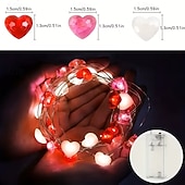 tanie Taśmy świetlne LED-Króliki Kwiatowe Światełka w Kształcie Serca 2m 20LEDs Zasilane Baterią Różowe Kwiatowe Światełka Tematyczne na Przyjęcie Dzień Matki Domowa Sypialnia Dekoracja na Ślub Rocznicę