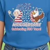  Mädchen 3D Grafik 250-jähriges Jubiläum T-Shirt Kurzarm 3D-Druck Sommer Frühling Sport Mode Streetwear Kinder 4-12 Jahre Rundhalsausschnitt Lässig Täglich Outdoor Normale Passform