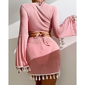 economico Surfing Tankinis &amp; Bikinis-Per donna Bikini Top bikini con scollo all'americana Costume da bagno Tinta unita Con copertura Protezione UV Asciugatura Rapida Alta elasticità Manica Lunga Costume da Bagno Costume da bagno Surf