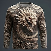  Herren Tiermotiv Lustig T Shirt Langarm T-Shirt 3D-Druck Rundhalsausschnitt Hemd Mode Basic Lässig Täglich Straße Blau Wasserblau Grün Sommer Frühling Bekleidung S M L XL XXL XXXL