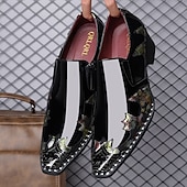 economico Mocassini-scarpe da sposa artistiche in similpelle da uomo – stampa coccodrillo nera e multicolore con dettagli unici, scarpe audaci e creative per matrimoni ed eventi speciali