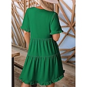 economico Vestito bianco-Per donna Mini Abito Abito a trapezio Abito Estivo Casual Quotidiano Vestibilità comoda Semplice Manica Corta Scollo a V Blu Nero Fucsia Verde Estate Primavera