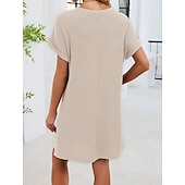 abordables Vestido Sencillo-Mujer Mini vestido Vestido estilo camiseta Vestido de verano Casual Diario Holgado Plano Manga Corta Cuello Barco Azul Piscina Blanco Rosa Rojo Verano