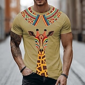  Voor heren Geometrisch T-shirt Korte mouw T-shirt 3D-afdrukken Strakke ronde hals Overhemd Modieus Etnisch Dagelijks Straat Zwart Groen Zomer Lente Kleding S M L XL XXL XXXL