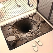 Недорогие Коврики-Трехмерный коврик с оптической иллюзией, глубоким отверстием и эффектом потрескавшегося камня, двухмерная плоская печать для эффектного украшения прихожей.