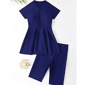 Χαμηλού Κόστους Rash Guards One Pieces-Γυναικεία Πρότυπο Προστατευτικά Τανκίνι και μπικίνι για σέρφινγκ Μαγιό Μονόχρωμο Κουμπώσου Προστασία UV Ελαστικό Κοντομάνικο Μαγιό Σέρφινγκ Καταδύσεις Κολύμβηση Καλοκαίρι