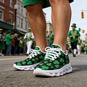 abordables Chaussures pour hommes-Baskets pour hommes pour la Saint-Patrick – imprimé trèfle vert, style sportif et confortable pour les défilés, les fêtes et les festivités