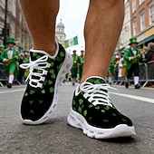 abordables Chaussures pour hommes-Baskets pour hommes pour la Saint-Patrick – imprimé trèfle vert, style sportif et confortable pour les défilés, les fêtes et les festivités