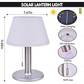 billige Solstrengelys-Solcelledrevet bordlampe utendørs innendørs - 3 lysmoduser, øyevennlig LED vanntett trådløs solcelledrevet skrivebordslampe med trekkkjede for utendørs terrasse hage soverom stue