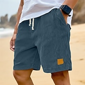 baratos Calções Estilo Casual-Homens Shorts de verão Shorts de praia Shorts casuais Shorts de veludo cotelê Com Cordão Cintura elástica Côr Sólida Conforto Respirável Comprimento do joelho Diário Ao ar livre Feriado Férias Moda