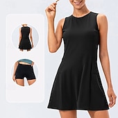 economico Abbigliamento Tennis da donna-Per donna Tinta unita Abito da tennis Gonne da tennis con pantaloncini Abito sportivo Senza Maniche Patchwork Tasca Assorbimento degli urti Traspirante Tennis Golf Corsa Girocollo Vestito Nero Bianco