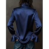  Dames Blouse Knop Effen Kleur Elegant Stijlvol Basic Lange mouw Overhemdkraag Normale tops Dagelijks Werk Wit Champagne Marineblauw Bruin Lente Herfst Winter