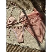 cheap 3 Pieces Bikini Set-Women's Swimwear Bikini Three Piece Skirt Swimsuit Slim Backless Vacation Beach Wear Solid Color V Neck Sleeveless Bathing Suits