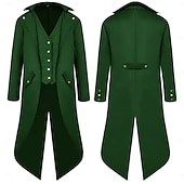 رخيصةأون ملابس خارجية-معطف ريترو عتيق بونك وغوثيك للقرون الوسطى معطف توكسيدو مصاص دماء فارس ريتير ملابس فاخرة للرجال عرض ستيمبانك عيد الميلاد حفلة  أمسية LARP للبالغين معطف إيبينزر سكروج زي قزم