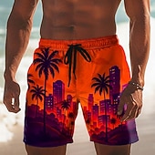 voordelige Tropische planten en bloemen-Voor heren Kokosnootboom Natuur &amp; Landschappen Tropische planten Lange zwembroeken Zwemshorts Boardshorts Medium Taille Hawaii Strandvakantie Zijzakken Mesh voering Elastische tailleband met trekkoord
