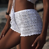 Недорогие Плавки-Жен. Купальники Накидка Эластичные боксеры Шорты купальник Вязаные Отпуск Одежда для пляжа Сплошной цвет Без рукавов Купальники