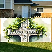 tanie Banery garażowe i drzwiowe-Dzień Św. Patryka gobelin Osłona bramy garażowej Duży wiszący Krzyż celtycki Śłodkie 3D Sceniczny Impreza Obuwie turystyczne Motyw świąteczny Tła do zdjęć Podwórze Wystrój domu