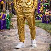 economico Fondi-Retrò Vintage Anni '80 Lunghezza alla caviglia Pantaloni Jogger Disco Vernice in lattice lucido Metallico Costume Per uomo Halloween Carnevale Parata dell'Orgoglio Mese dell'orgoglio Adulti Pantaloni