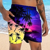 levne Tropické rostliny a květiny-Pánské Plameňák Kokosový strom Tropické rostliny Podšívané šortky Plavecké šortky 2v1 Plavky pánské Středně vysoký pas Havajské Dovolená Boční kapsy S kompresní vložkou Elastická šňůrka v pase Návrhář