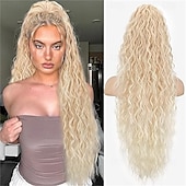 baratos Rabos-de-Cavalo-Aplique de rabo de cavalo longo, preto e cacheado, com presilha e cordão, 66 cm (26 polegadas), sintético, em camadas e com volume, para mulheres.