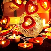 abordables Regalos-Cadena de luces LED con forma de corazón de San Valentín para una decoración romántica para bodas, fiestas, dormitorios y celebraciones del Día de San Valentín.