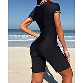 halpa One Pieces Rash Guards-Naisten Vakio Ihottumissuoja One Pieces -ihottumasuojat Uimapuku Värien estäminen Sulkea jnk vetoketju UV suoja Elastinen Lyhythihainen Uima-asut Kokopuku Lainelautailu Sukellus Uinti Kesä