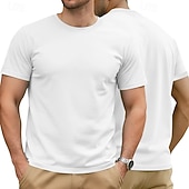 billige grunnleggende t-skjorter-Herre 100 % bomulls-T-skjorte Kort Erme Crew-hals Sommer Vår &amp; Vinter Helfarge عادي Mote Designer Grunnleggende Grunnleggende Ren Avslappet Feriereise Gate Kamel Grå Topp T-skjorte for menn