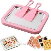 cheap Ice Cube Tray-Rolled Ice Cream Maker, At-Home Rolled Ice Cream Machine with Instant Freeze Tray &amp; 2 Scrapers, DIY Fun Family Activity Instant Ice Cream Maker for Yogurt, Sorbet