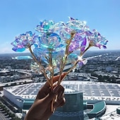 baratos Dia dos Namorados-Rosa de cristal, presente premium para o Dia dos Namorados, rosa artesanal com pétalas de cristal para um presente romântico.